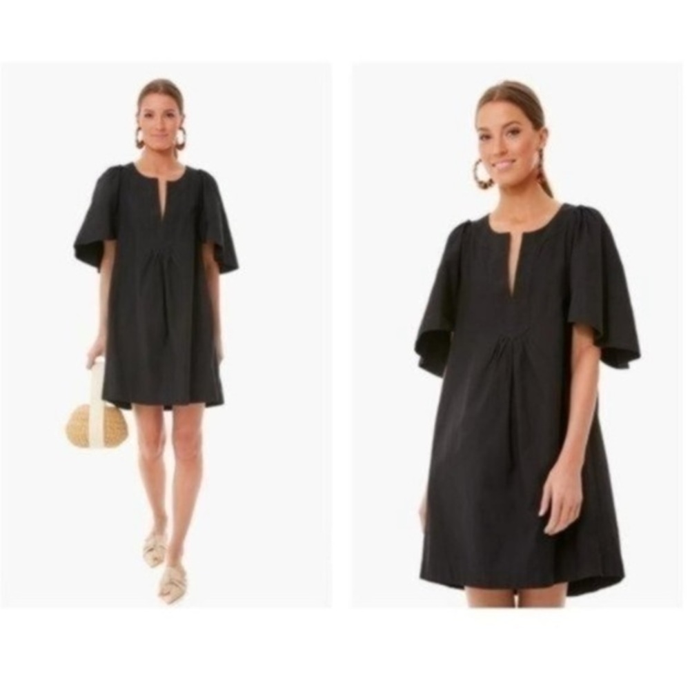 Pomander Place Finley Flutter Sleeve Mini Shift Dress in Black Size S